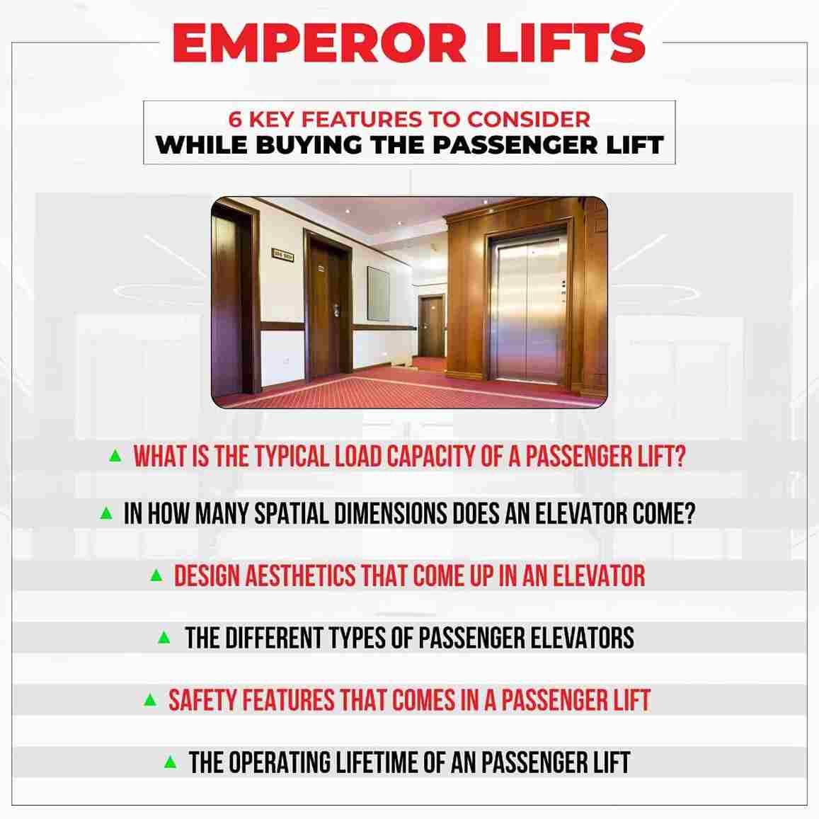 Key features of passenger lift